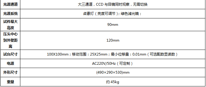 400系列 显微硬度计（小屏显）技术参数