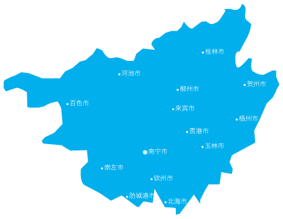 桂林市,贺州市,柳州市,崇左市,钦州市,来宾市,梧州市,河池市,玉林市